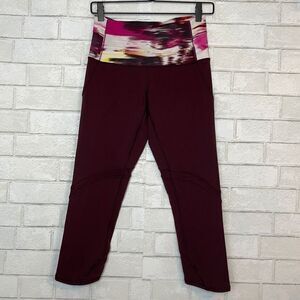 Lululemon Bordeaux Drama/Rumble Wind Berry High Rise Wunder Under Crops 6